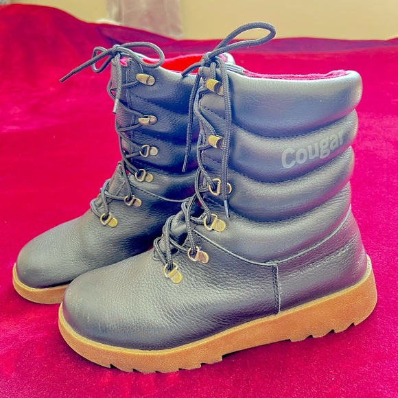 Cougar Black Leather Boot Size 9 - Picture 2 of 4